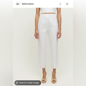NWT REFORMATION LIAM WHITE LINEN PANT